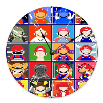 Super Mario No Face Custom Wall Clock Round Non-ticking Wooden