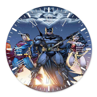 Superman Batman Wonder Woman Custom Wall Clock Round Non-ticking Wooden