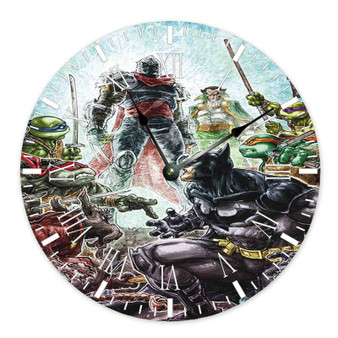 Teenage Mutant Ninja Turtles With Batman Art Custom Wall Clock Round Non-ticking Wooden