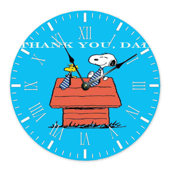 Thank You Dad Snoopy Custom Wall Clock Round Non-ticking Wooden