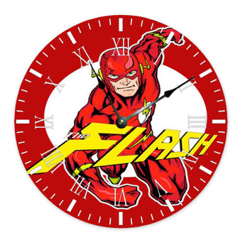 The Flash Comic Custom Wall Clock Round Non-ticking Wooden