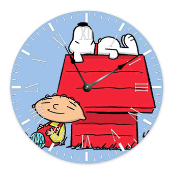 The Peanuts Snoopy and Family Guy Custom Wall Clock Round Non-ticking Wooden