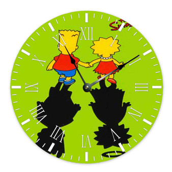 The Simpsons Shadows Custom Wall Clock Round Non-ticking Wooden