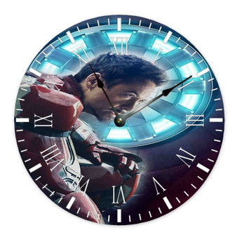 Tony Stark Iron Man Marvel Custom Wall Clock Round Non-ticking Wooden