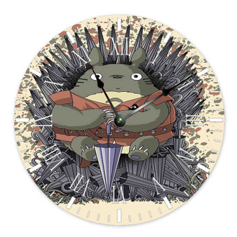Totoro Umbrella Game of Thrones Custom Wall Clock Round Non-ticking Wooden