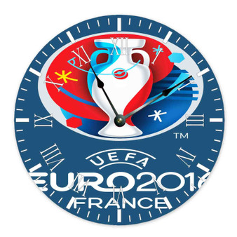 UEFA EURO France 2016 Custom Wall Clock Round Non-ticking Wooden