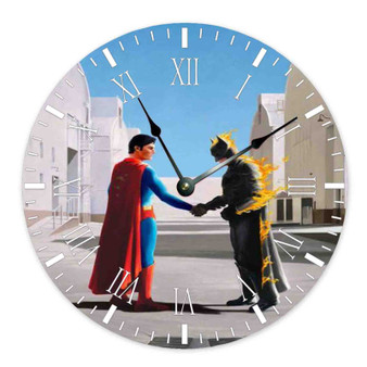 Wish You Were Here Pink Floyd Batman Superman Custom Wall Clock Round Non-ticking Wooden