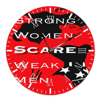 Wonder Woman Strong Quotes Custom Wall Clock Round Non-ticking Wooden