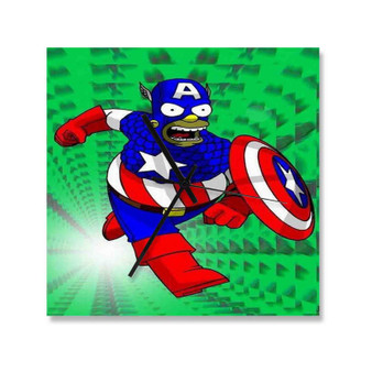 Bart Simpson Captain America Custom Wall Clock Square Wooden Silent Scaleless Black Pointers