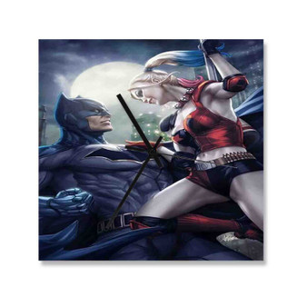 Batman Harley Quinn Custom Wall Clock Square Wooden Silent Scaleless Black Pointers