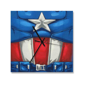 Captain America Body Custom Wall Clock Square Wooden Silent Scaleless Black Pointers