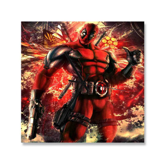 Deadpool Marvel Superhero Custom Wall Clock Square Wooden Silent Scaleless Black Pointers