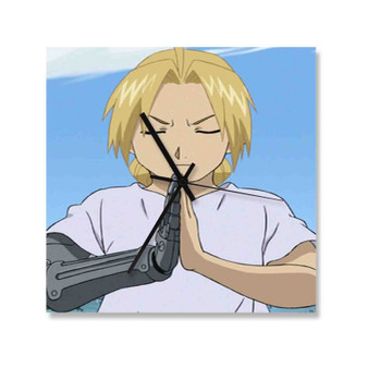 Edward Elric Fullmetal Alchemist Product Custom Wall Clock Square Wooden Silent Scaleless Black Pointers