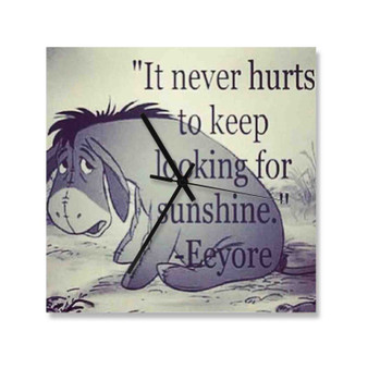 Eeyore Winnie The Pooh Quotes Custom Wall Clock Square Wooden Silent Scaleless Black Pointers