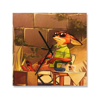 Enjoy Nick WIlde Zootopia Custom Wall Clock Square Wooden Silent Scaleless Black Pointers