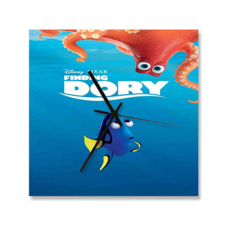 Finding Dory Custom Wall Clock Square Wooden Silent Scaleless Black Pointers