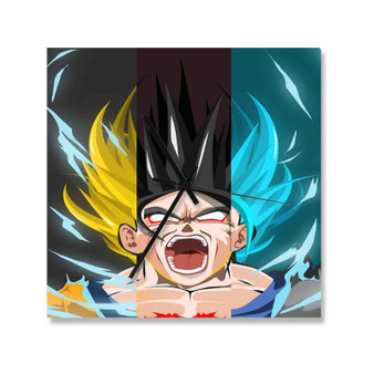 Goku on Transformation Dragon Ball Custom Wall Clock Square Wooden Silent Scaleless Black Pointers