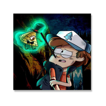 Gravity Falls Bill Cipher and Bipper Custom Wall Clock Square Wooden Silent Scaleless Black Pointers