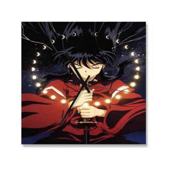 Inuyasha Art Custom Wall Clock Square Wooden Silent Scaleless Black Pointers