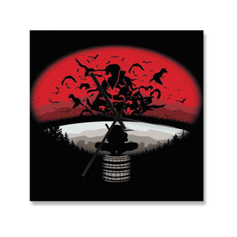 Itachi Uchiha Clan Naruto Shippuden Custom Wall Clock Square Wooden Silent Scaleless Black Pointers