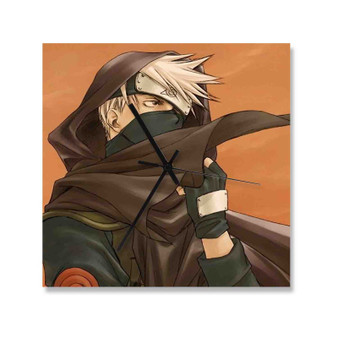 Kakashi Hatake Naruto Shippuuden Custom Wall Clock Square Wooden Silent Scaleless Black Pointers