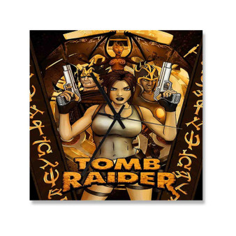 Lara Croft Tomb Raider Art Custom Wall Clock Square Wooden Silent Scaleless Black Pointers