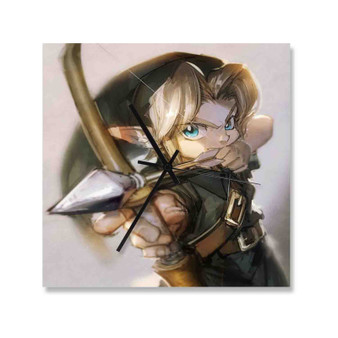 Link Zelda Arrow Custom Wall Clock Square Wooden Silent Scaleless Black Pointers