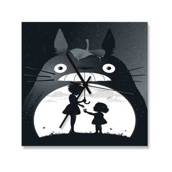 My Neighbor Totoro Product Custom Wall Clock Square Wooden Silent Scaleless Black Pointers