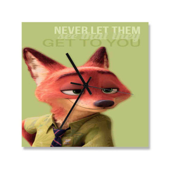 Nick Wilde Quote Custom Wall Clock Square Wooden Silent Scaleless Black Pointers