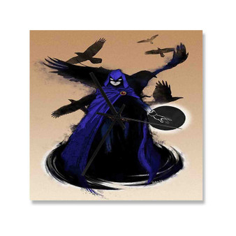 Raven DC Comics Custom Wall Clock Square Wooden Silent Scaleless Black Pointers