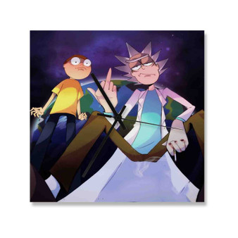 Rick and Morty Middle Finger Custom Wall Clock Square Wooden Silent Scaleless Black Pointers