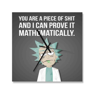 Rick and Morty Quotes Custom Wall Clock Square Wooden Silent Scaleless Black Pointers
