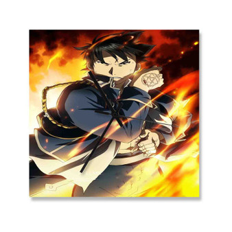 Roy Mustang Fullmetal Alchemist Brotherhood Custom Wall Clock Square Wooden Silent Scaleless Black Pointers