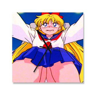 Sailor Moon Sexy Custom Wall Clock Square Wooden Silent Scaleless Black Pointers