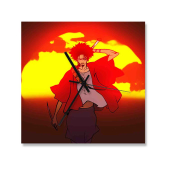 Samurai Champloo Product Custom Wall Clock Square Wooden Silent Scaleless Black Pointers