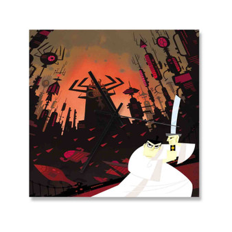 Samurai Jack Art Product Custom Wall Clock Square Wooden Silent Scaleless Black Pointers