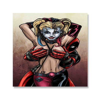 Sexy Harley Quinn Deadpool Custom Wall Clock Square Wooden Silent Scaleless Black Pointers