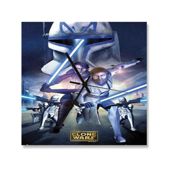 Star Wars The Clone Wars Product Custom Wall Clock Square Wooden Silent Scaleless Black Pointers
