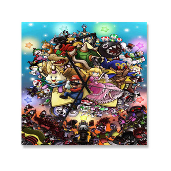 Super Mario Legend of Seven Stars Custom Wall Clock Square Wooden Silent Scaleless Black Pointers