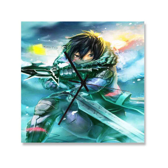 Sword Art Online Kirito Custom Wall Clock Square Wooden Silent Scaleless Black Pointers