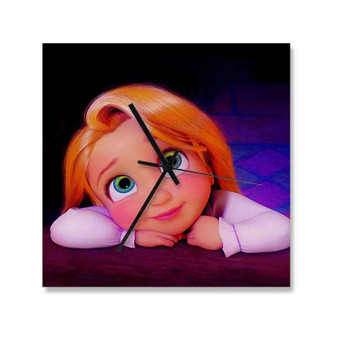 Tangled Rapunzel Child Custom Wall Clock Square Wooden Silent Scaleless Black Pointers