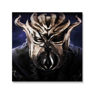 The Elder Scrolls V Skyrim Dragonborn Custom Wall Clock Square Wooden Silent Scaleless Black Pointers