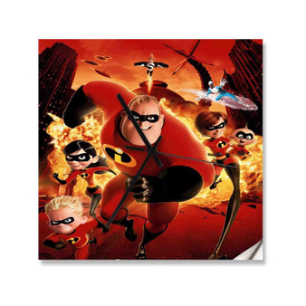 The Incredibles Art Custom Wall Clock Square Wooden Silent Scaleless Black Pointers
