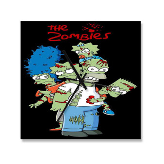 The Simpsons Zombies Custom Wall Clock Square Wooden Silent Scaleless Black Pointers