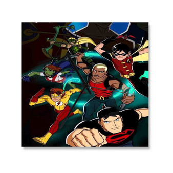 The Team Young Justice Custom Wall Clock Square Wooden Silent Scaleless Black Pointers