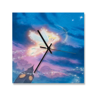 Tinkerbell Disney Custom Wall Clock Square Wooden Silent Scaleless Black Pointers