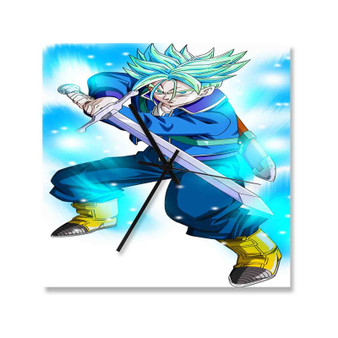 Trunks Future Dragon Ball Super Custom Wall Clock Square Wooden Silent Scaleless Black Pointers