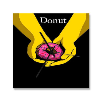 Twilight Donut The Simpsons Custom Wall Clock Square Wooden Silent Scaleless Black Pointers