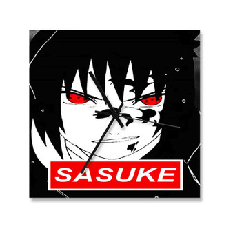 Uchiha Sasuke Face Naruto Shippuden Custom Wall Clock Square Wooden Silent Scaleless Black Pointers