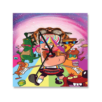 Uncle Grandpa Custom Wall Clock Square Wooden Silent Scaleless Black Pointers